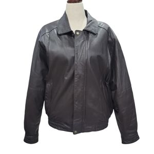 Personal choice leather bomber jacket coat motorcycle w/ doublure filling warm L